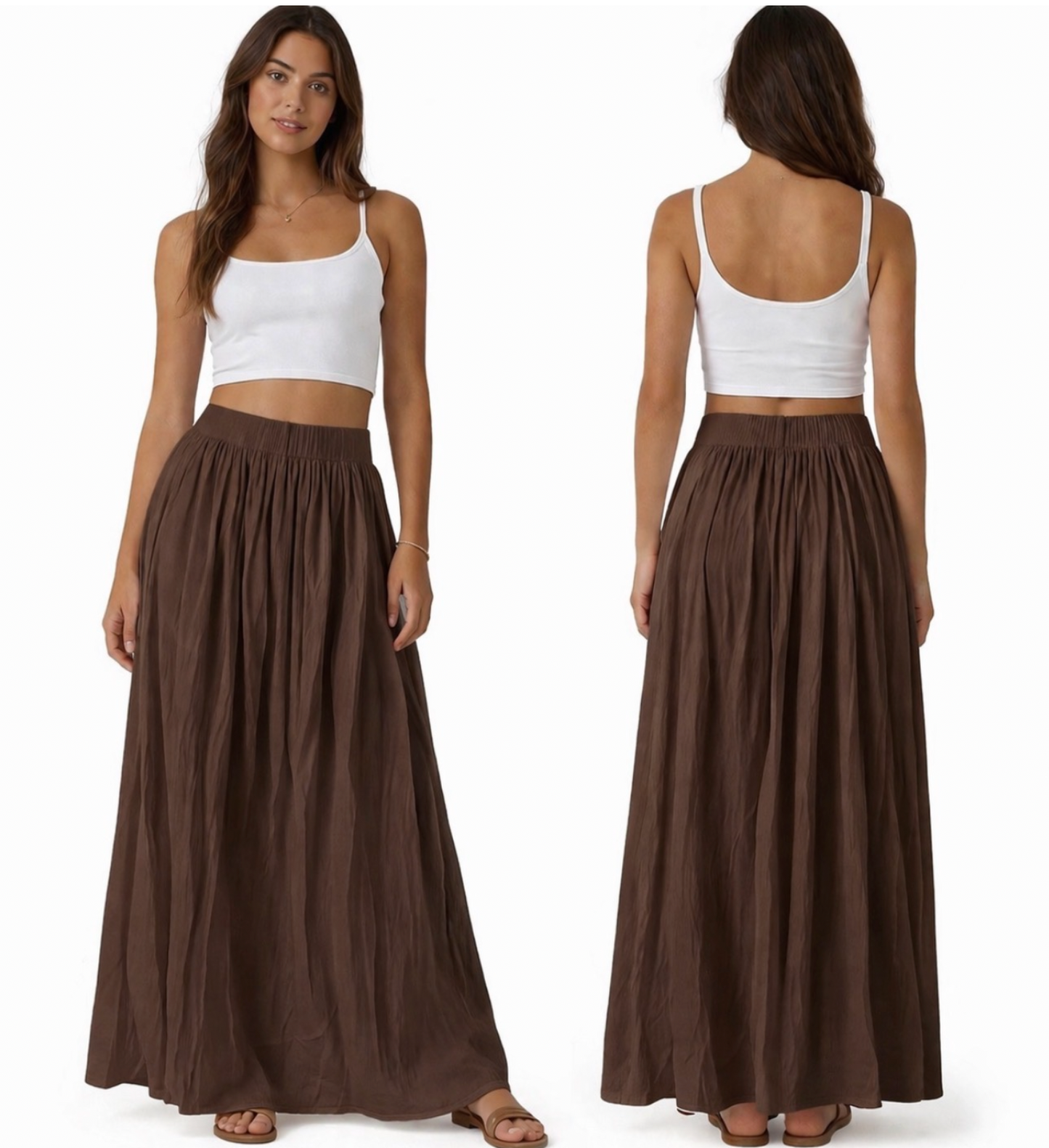 Langer, fließender Rock mit hoher Taille – eleganter, weiter Schnitt mit bequemem Gummizug, schicker und moderner Look