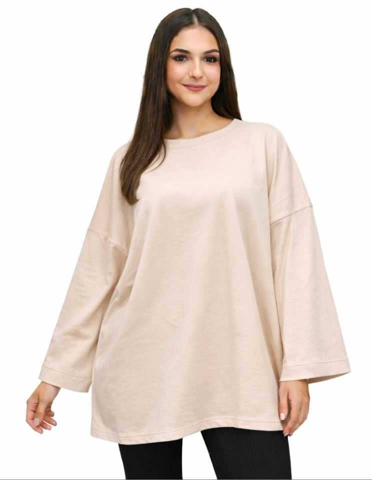 T-shirt Oversize Femme 100 % Confort – Haut Long Fluide Taille Unique