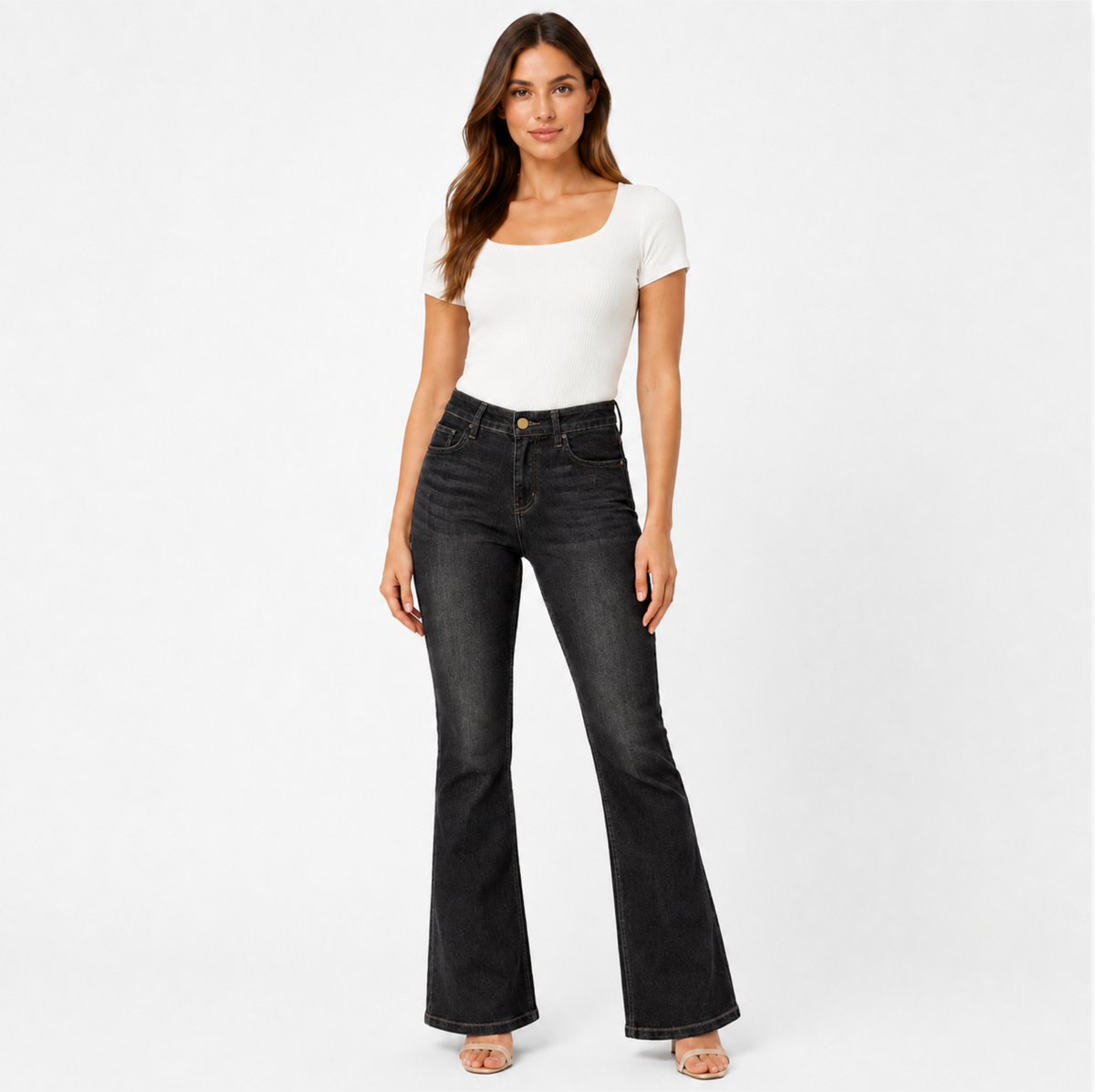 Jean Femme Taille Haute Coupe Bootcut Évasée
