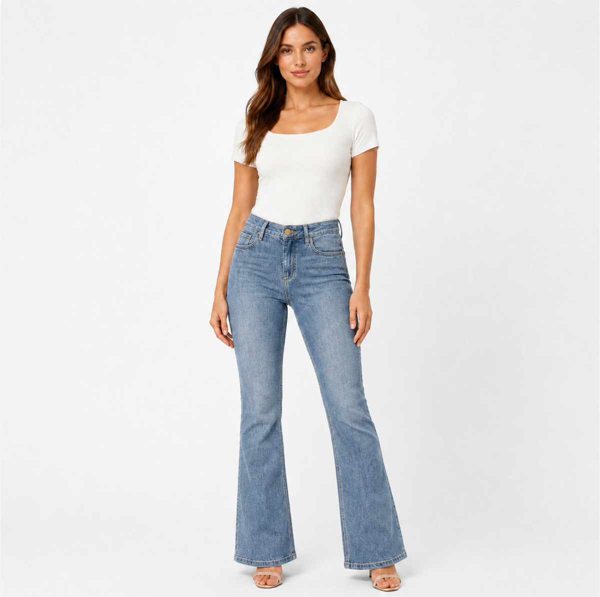 Jean Femme Taille Haute Coupe Bootcut Évasée