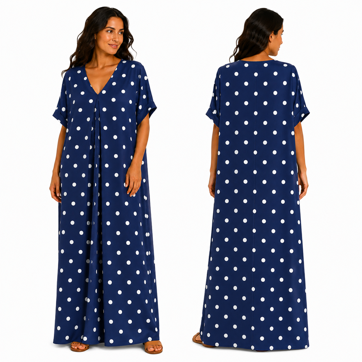 Robe Longue Oversize Femme à Pois Coupe Fluide Chic Été