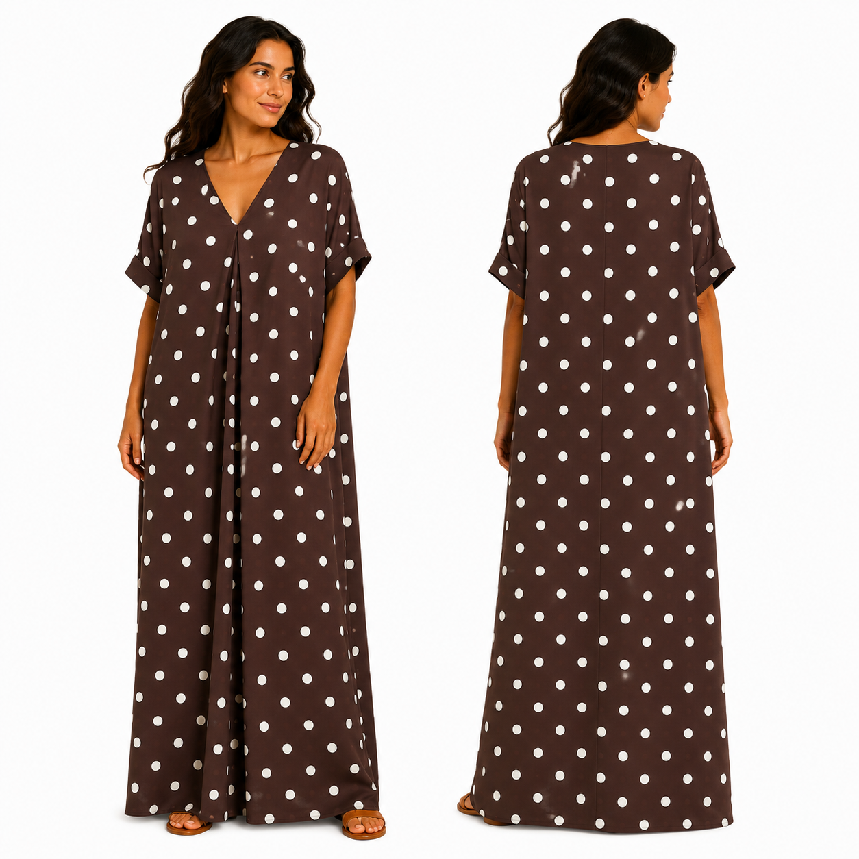 Robe Longue Oversize Femme à Pois Coupe Fluide Chic Été