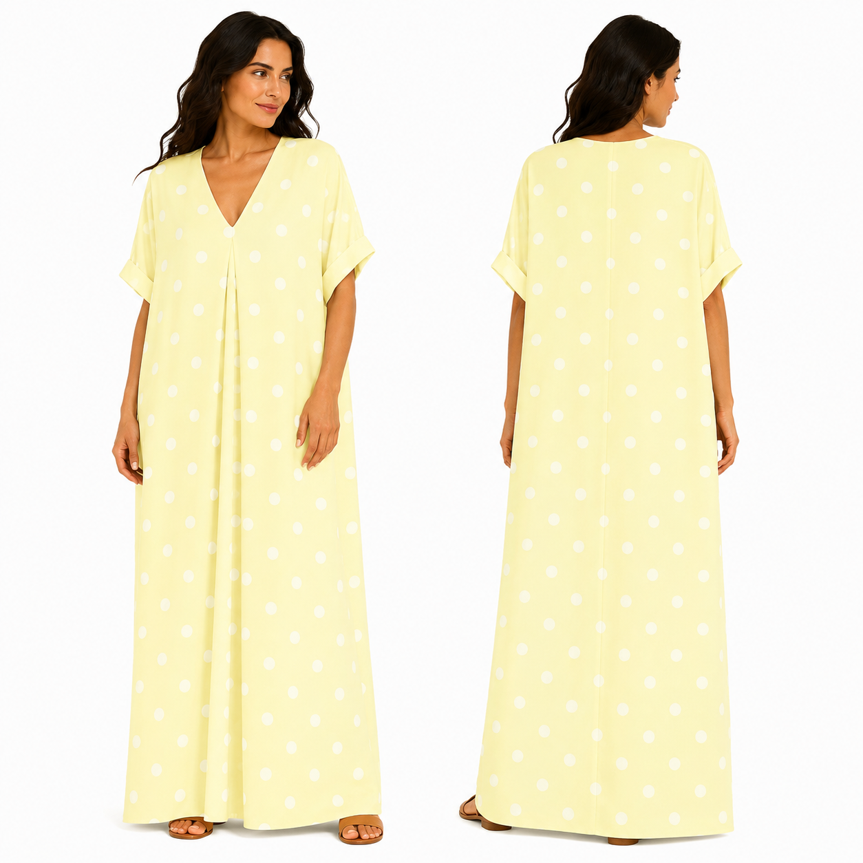 Robe Longue Oversize Femme à Pois Coupe Fluide Chic Été