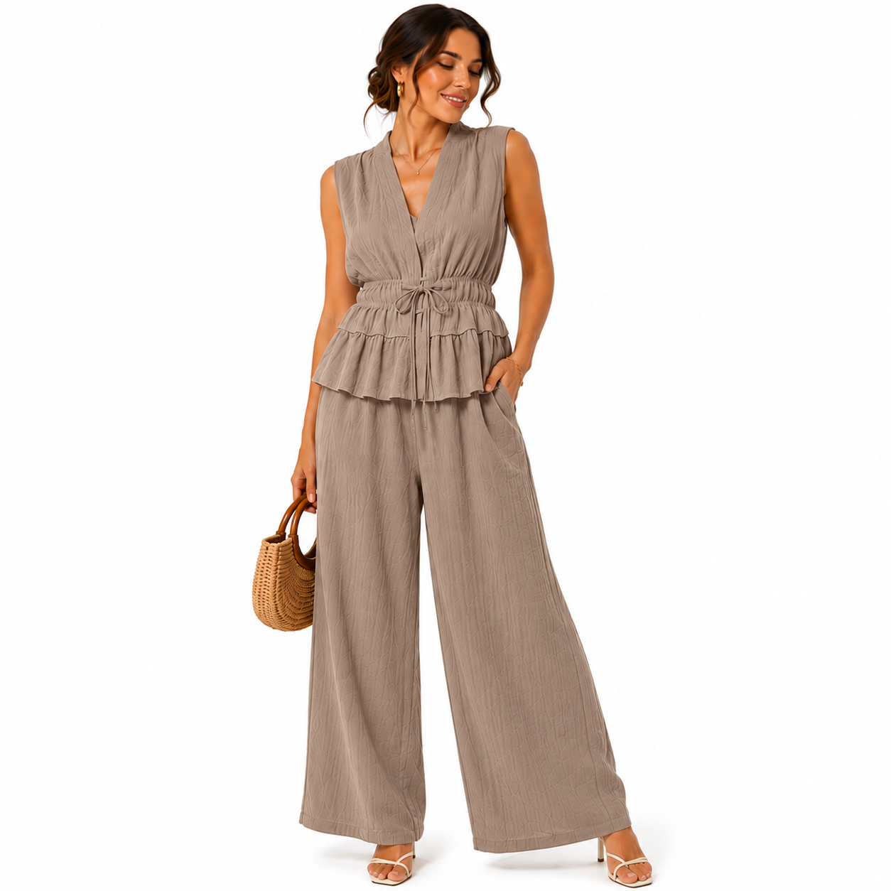 Ensemble Femme Élégance Bohème Sans Manches