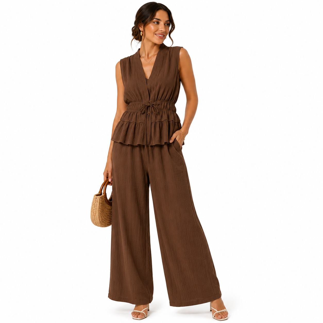 Ensemble Femme Élégance Bohème Sans Manches