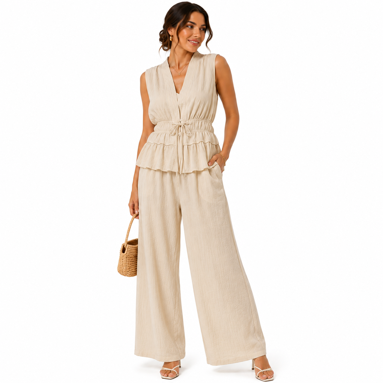 Ensemble Femme Élégance Bohème Sans Manches