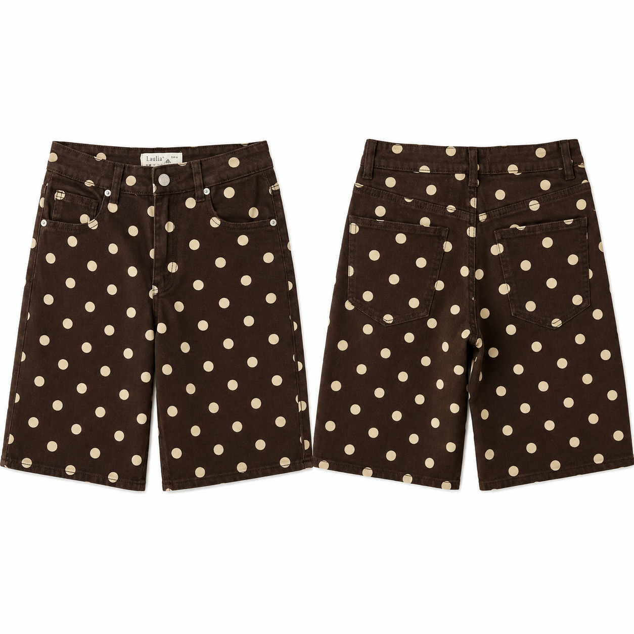 Short Bermuda Femme à Pois Coupe Ample Chic et Confortable