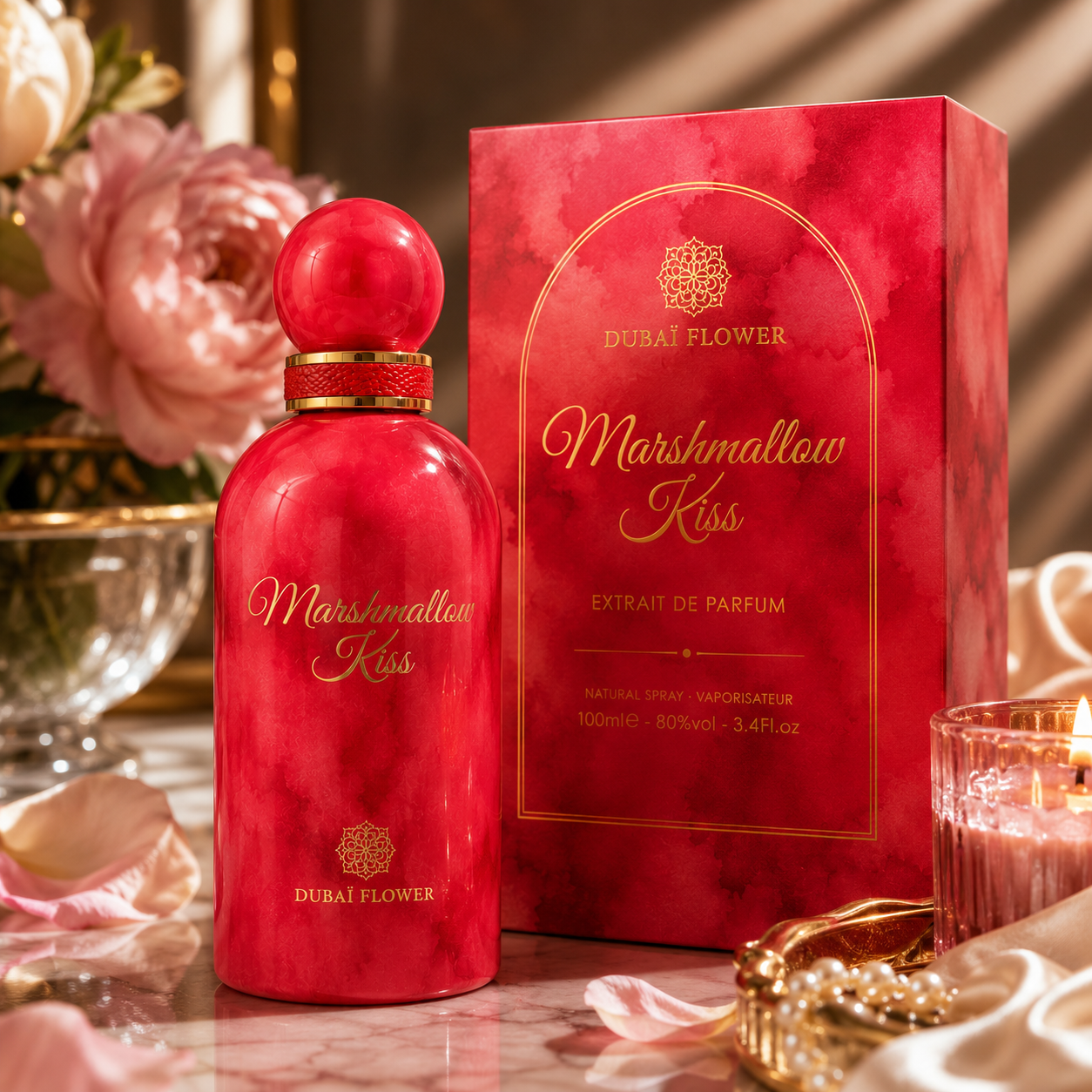 Marshmallow Kiss Dubai Flower Extrait de Parfum 100ml – Parfum Gourmand Femme