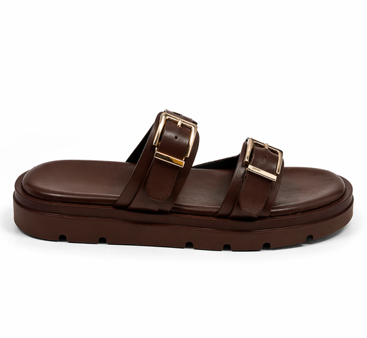 Gold Buckle Léana Sandals – Premium Comfort & Minimalist Style
