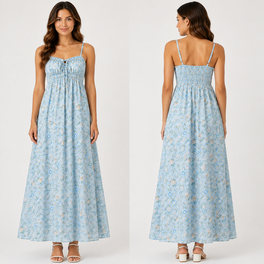 Robe Longue Fleurie Bohème Élégante Bretelles Réglables Femme
