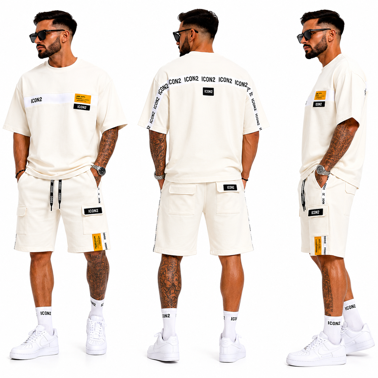 Ensemble Homme Streetwear ICON2 T-Shirt &amp; Short Cargo Oversize