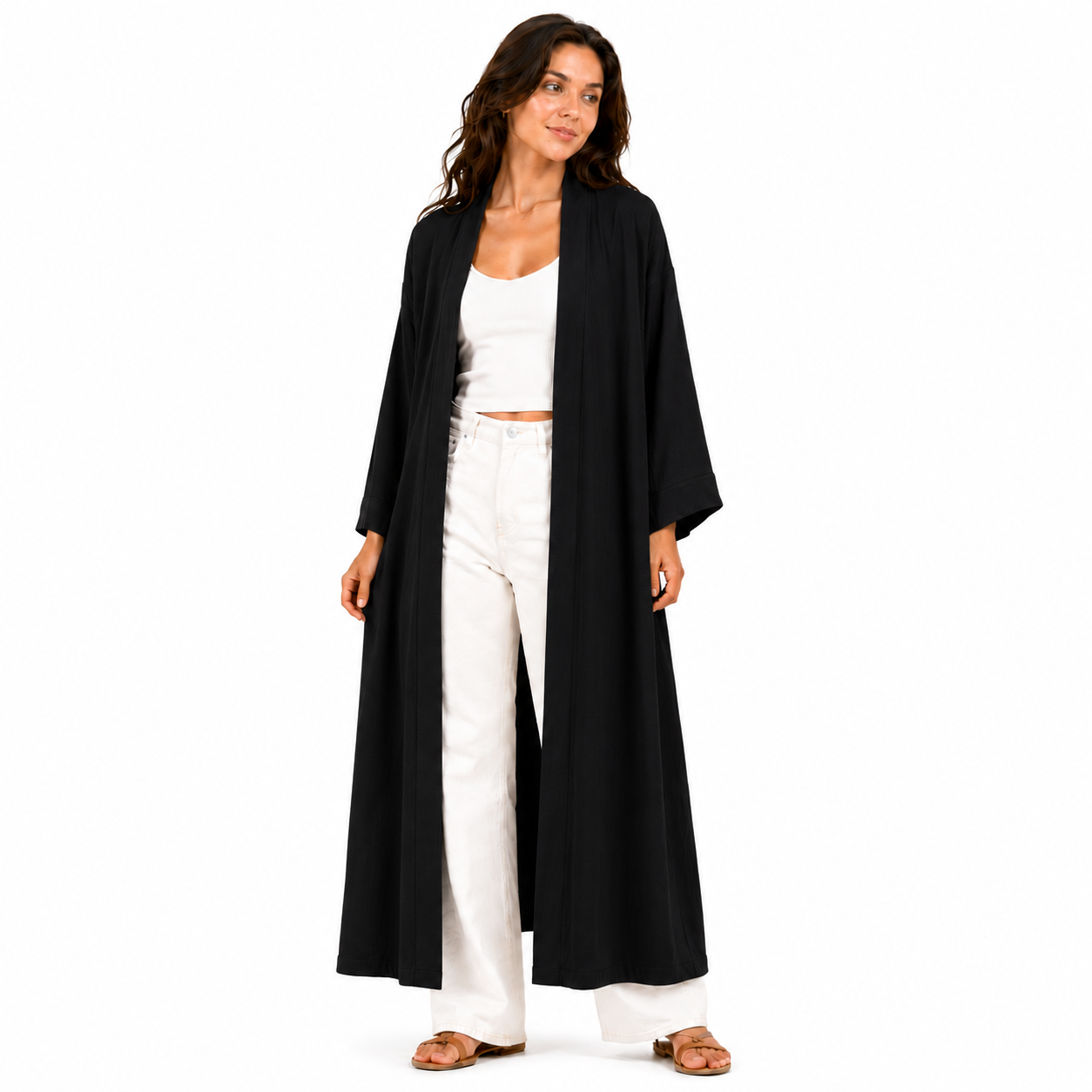 Kimono Long Femme Fluide Oversize Chic – Gilet Long Léger Taille Unique