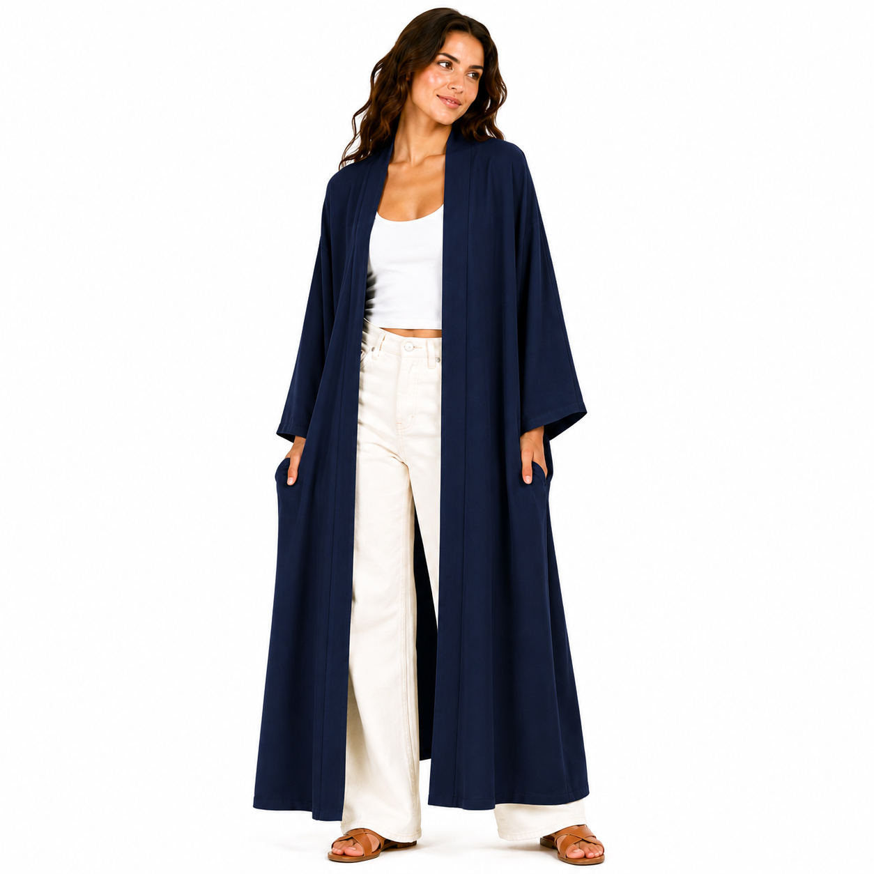 Kimono Long Femme Fluide Oversize Chic – Gilet Long Léger Taille Unique