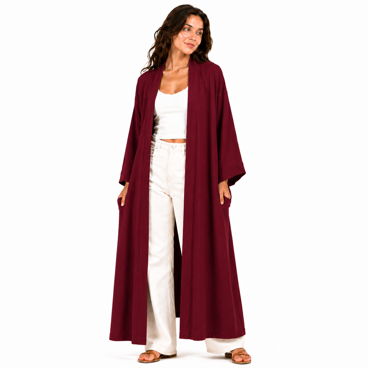 Kimono Long Femme Fluide Oversize Chic – Gilet Long Léger Taille Unique