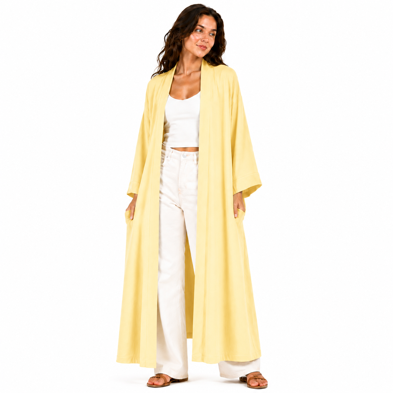 Kimono Long Femme Fluide Oversize Chic – Gilet Long Léger Taille Unique
