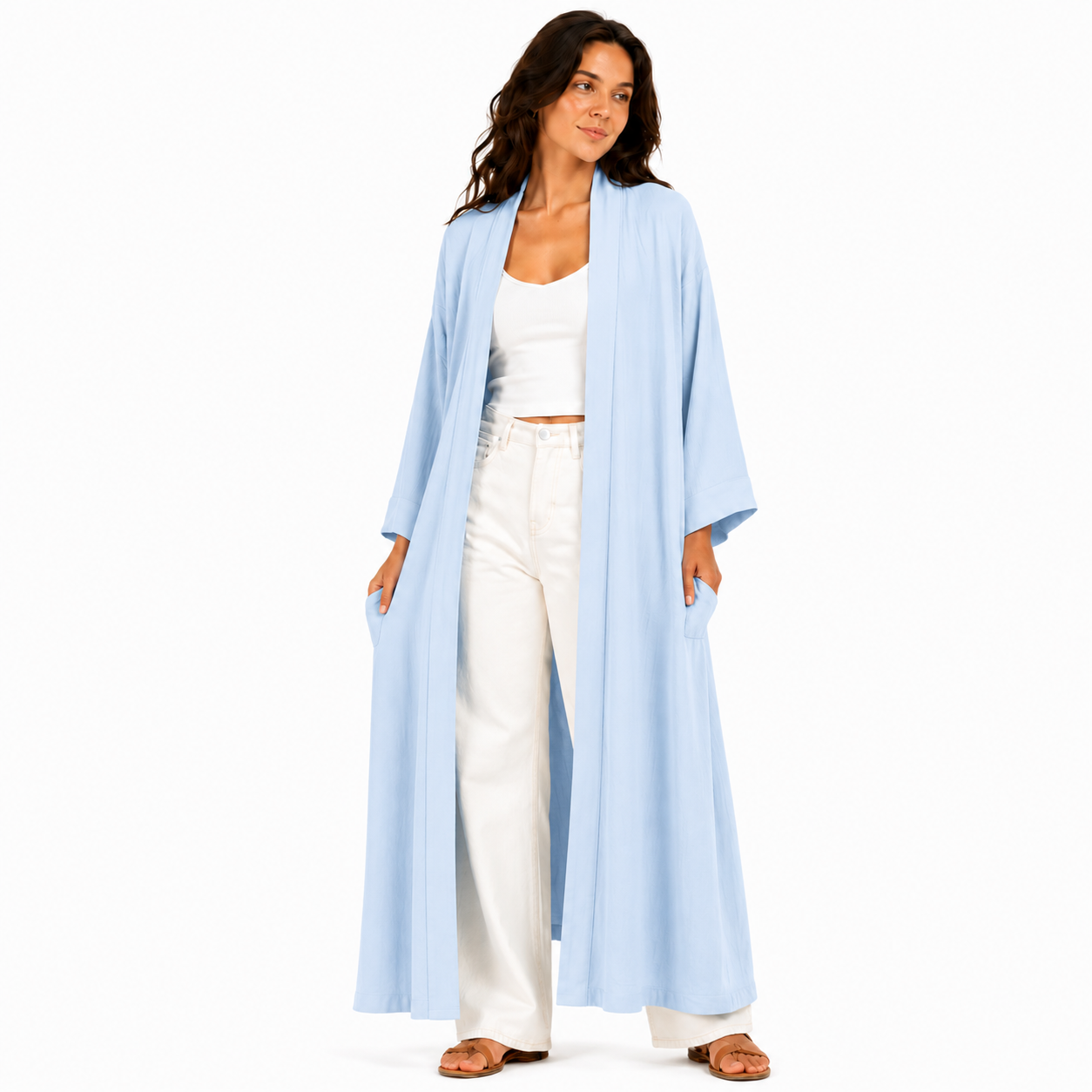 Kimono Long Femme Fluide Oversize Chic – Gilet Long Léger Taille Unique