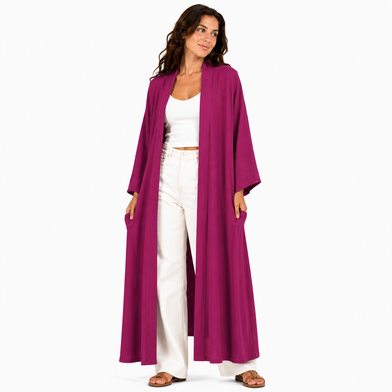 Kimono Long Femme Fluide Oversize Chic – Gilet Long Léger Taille Unique