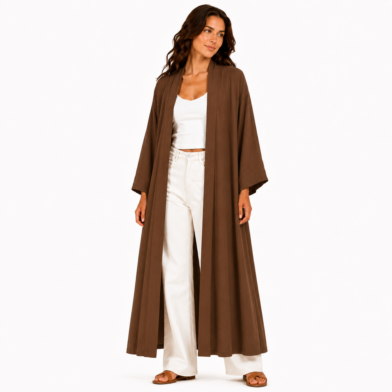 Kimono Long Femme Fluide Oversize Chic – Gilet Long Léger Taille Unique