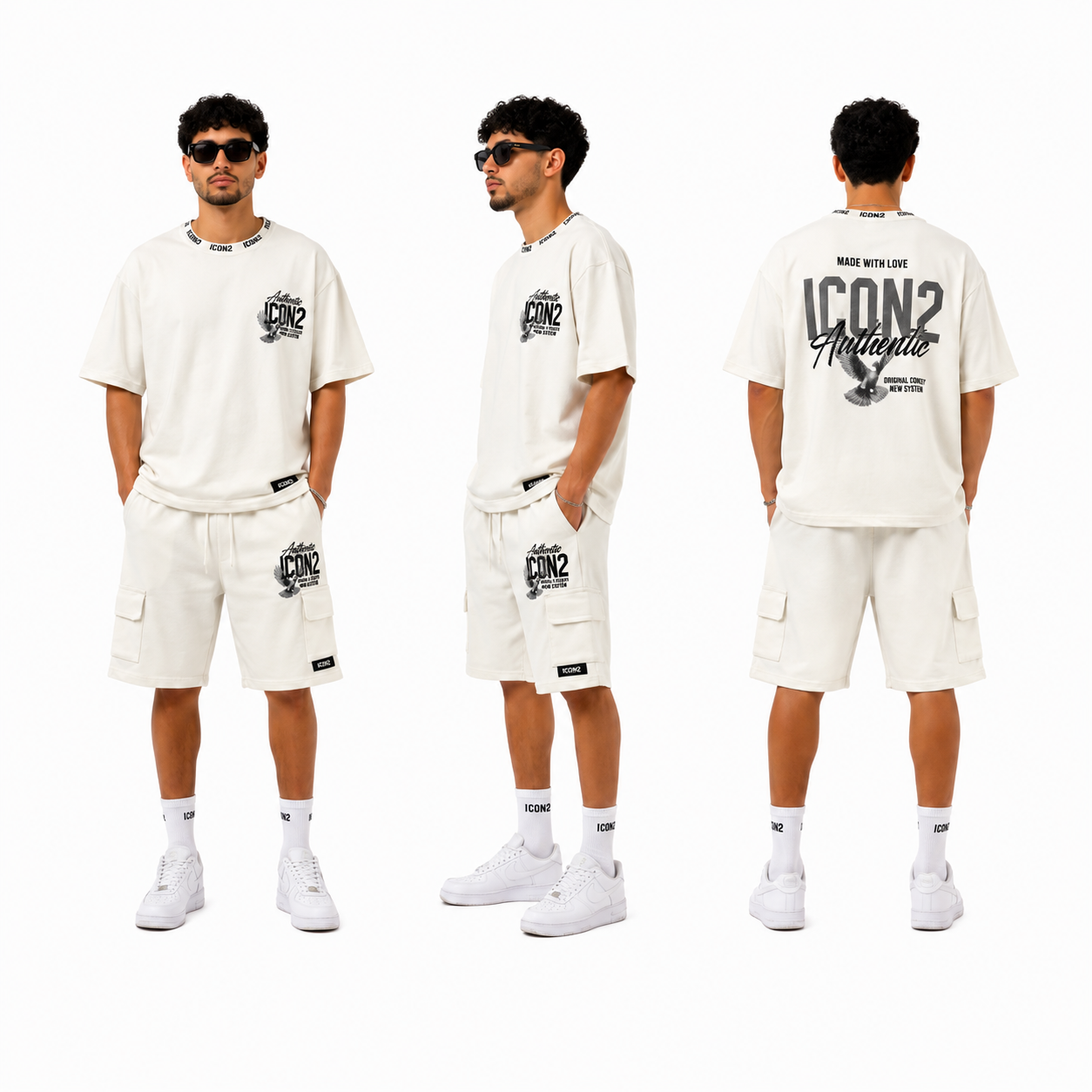 Ensemble Homme Oversize ICON2 Dégradé Rose T-Shirt & Short Cargo Streetwear