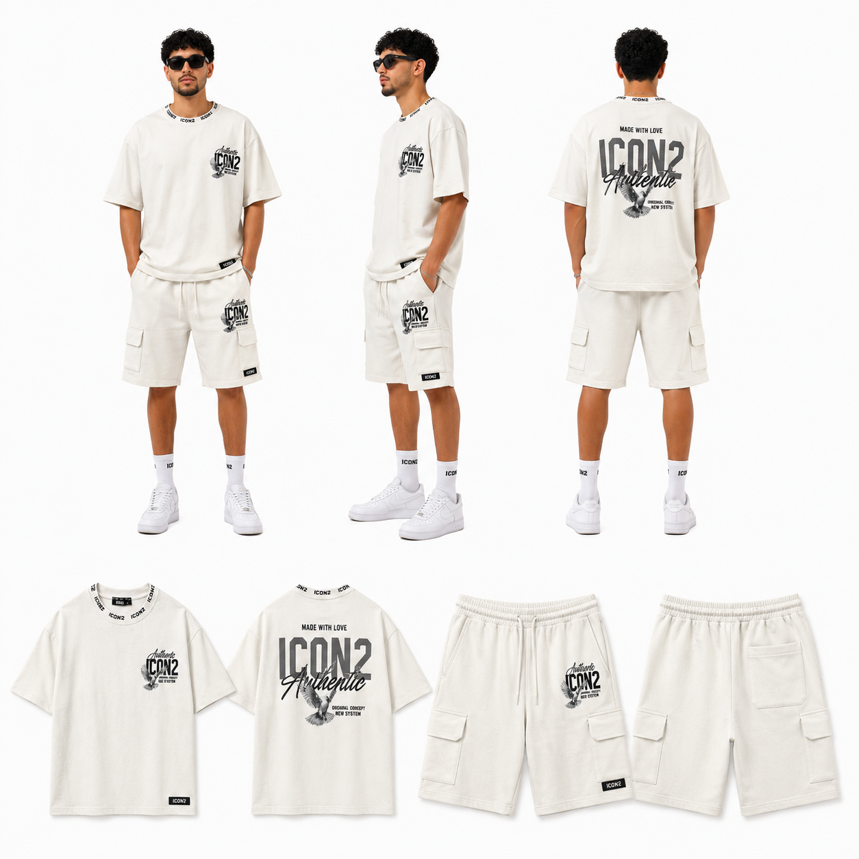 Ensemble Homme Oversize ICON2 Dégradé Rose T-Shirt & Short Cargo Streetwear