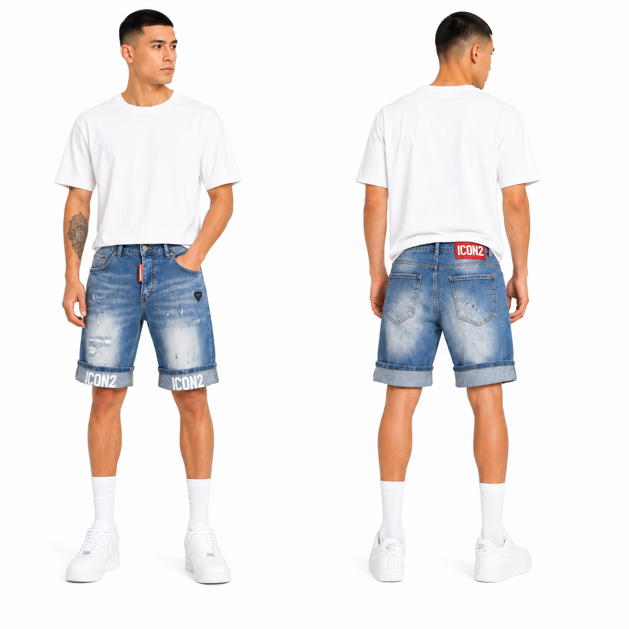 Short Jean Homme Délavé ICON2 Coupe Moderne Stretch Été
