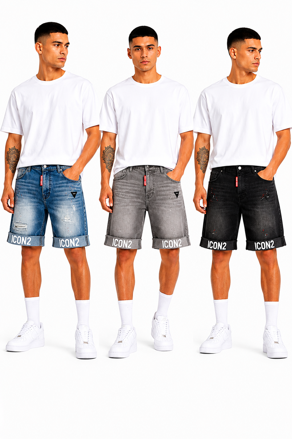 Short Jean Homme Délavé ICON2 Coupe Moderne Stretch Été