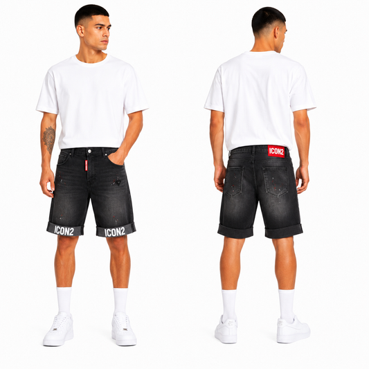 Short Jean Homme Délavé ICON2 Coupe Moderne Stretch Été