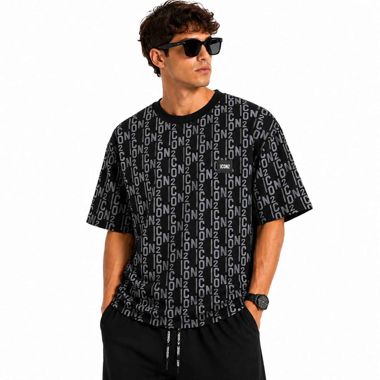 T-Shirt Oversize Monogramme – Imprimé All-Over