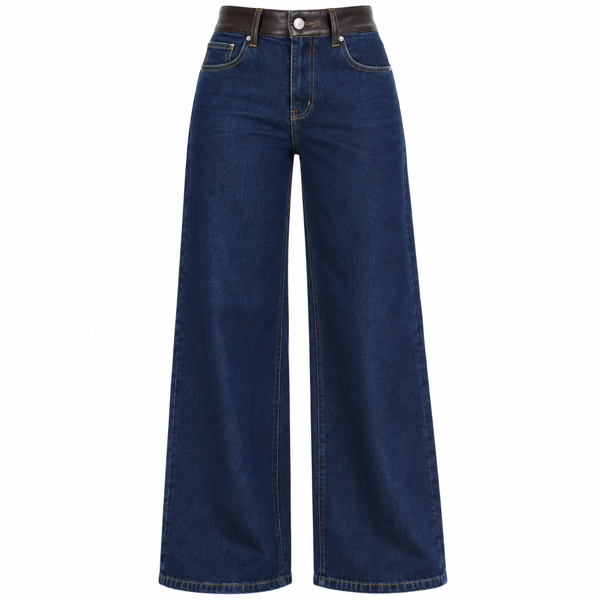 Jean Femme Taille Haute avec Ceinture Simili Cuir – Coupe Large Tendance