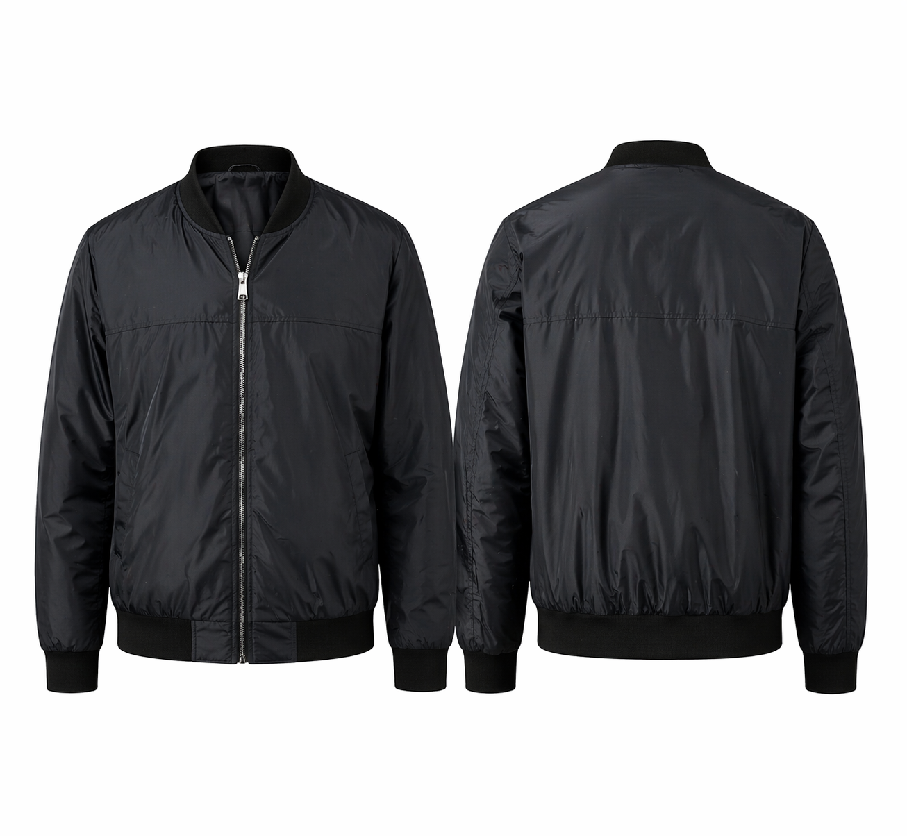 Veste bomber homme zippé – coupe ajustée, léger, style urbain noir & bleu marine