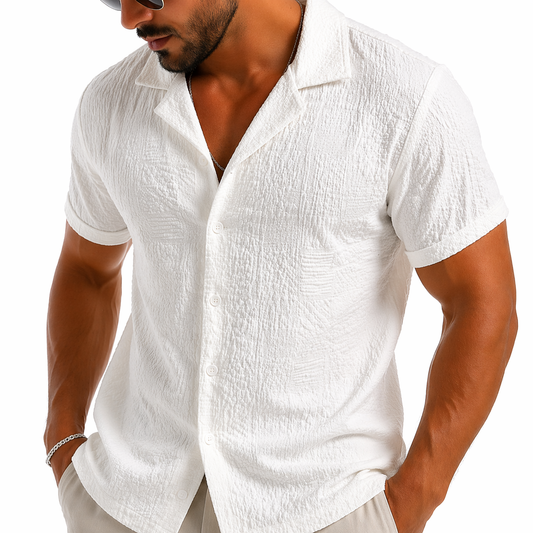 Men's textured short-sleeve shirt – modern fit, lightweight, elegant summer style