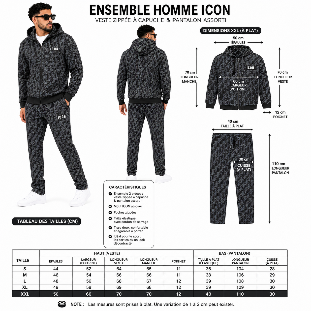 Ensemble Homme ICON à Capuche – Veste Zippée & Pantalon Jogger | Style Streetwear Premium