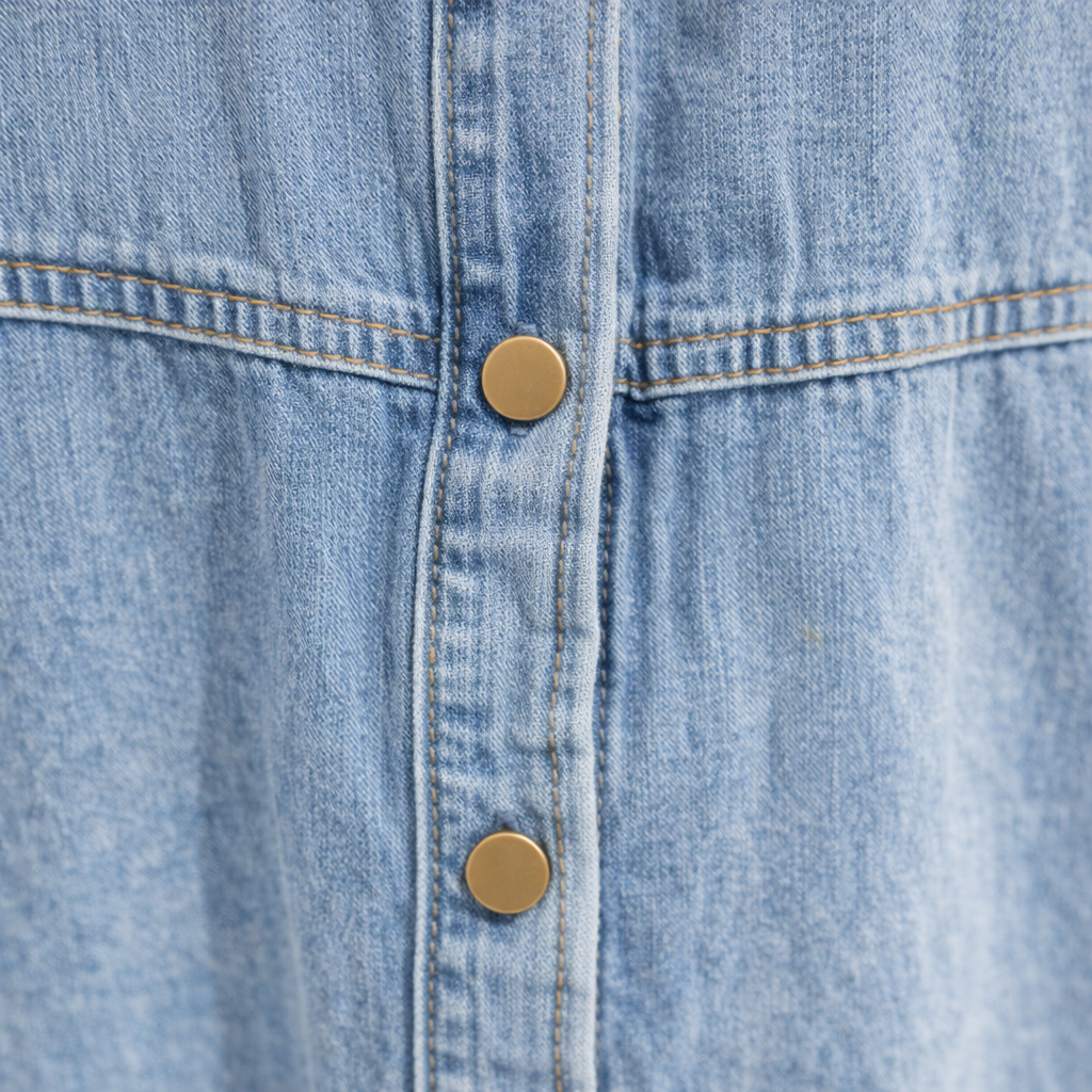 Robe denim femme ample – Boutonnée, manches courtes, avec poches, robe casual tendance confortable
