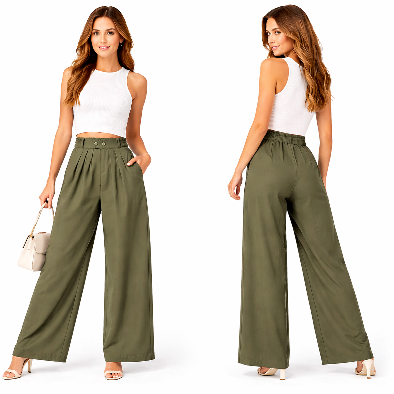 Pantalon fluide taille haute – Coupe large élégante & confort incroyable