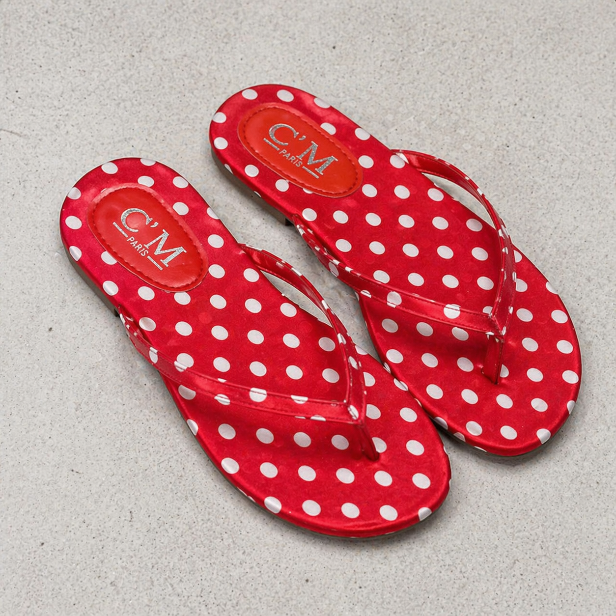 Tongs Plates Femme Motif Pois | Tongs Rétro Chic Rouge Orange Marine | Sandales Été Légères