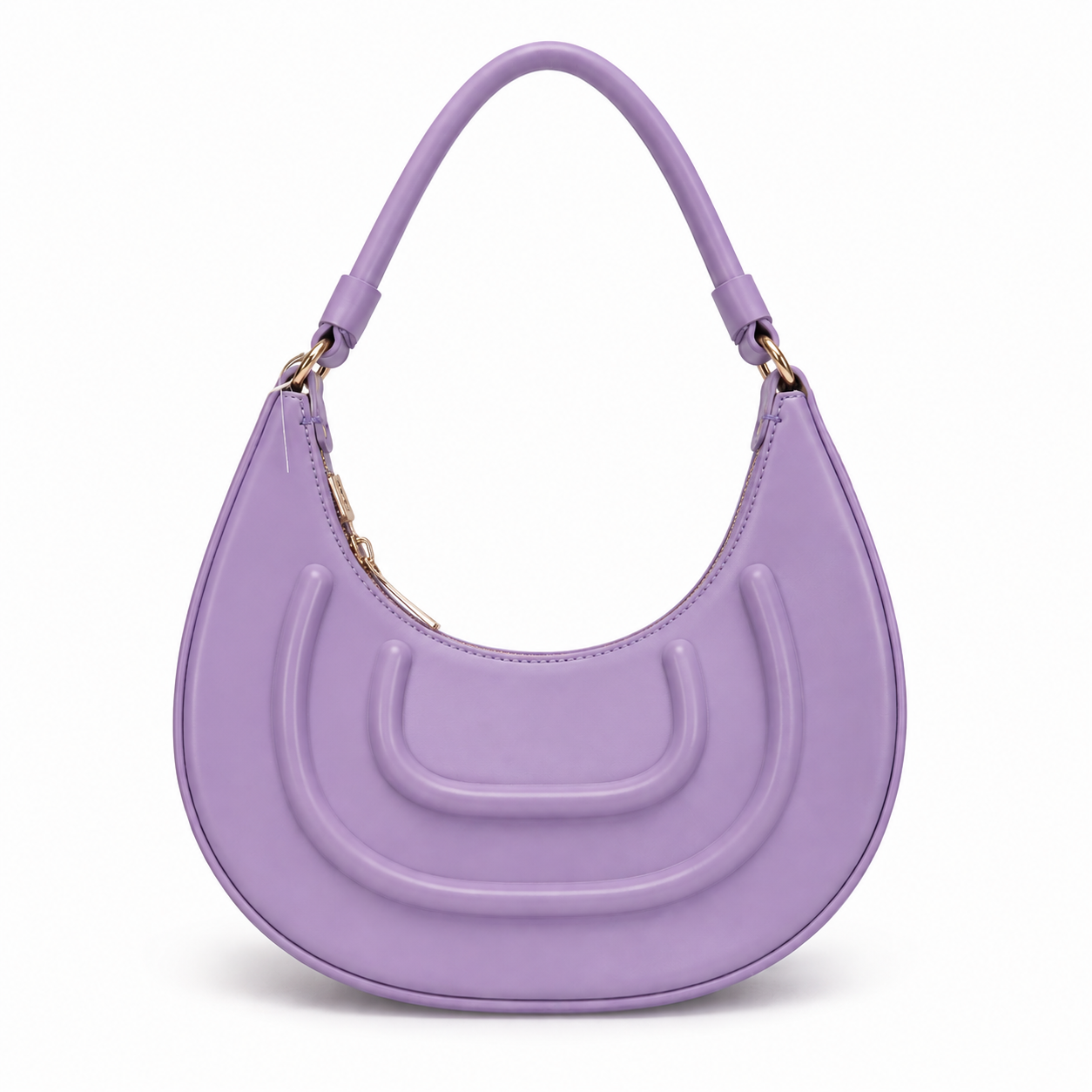 Sac Demi-Lune Violet Élégant avec Bandoulière Amovible