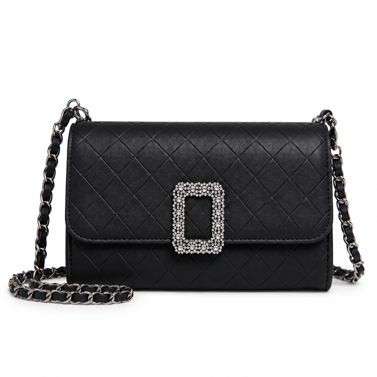 Sac Bandoulière Matelassé  Élégant avec Boucle Strass