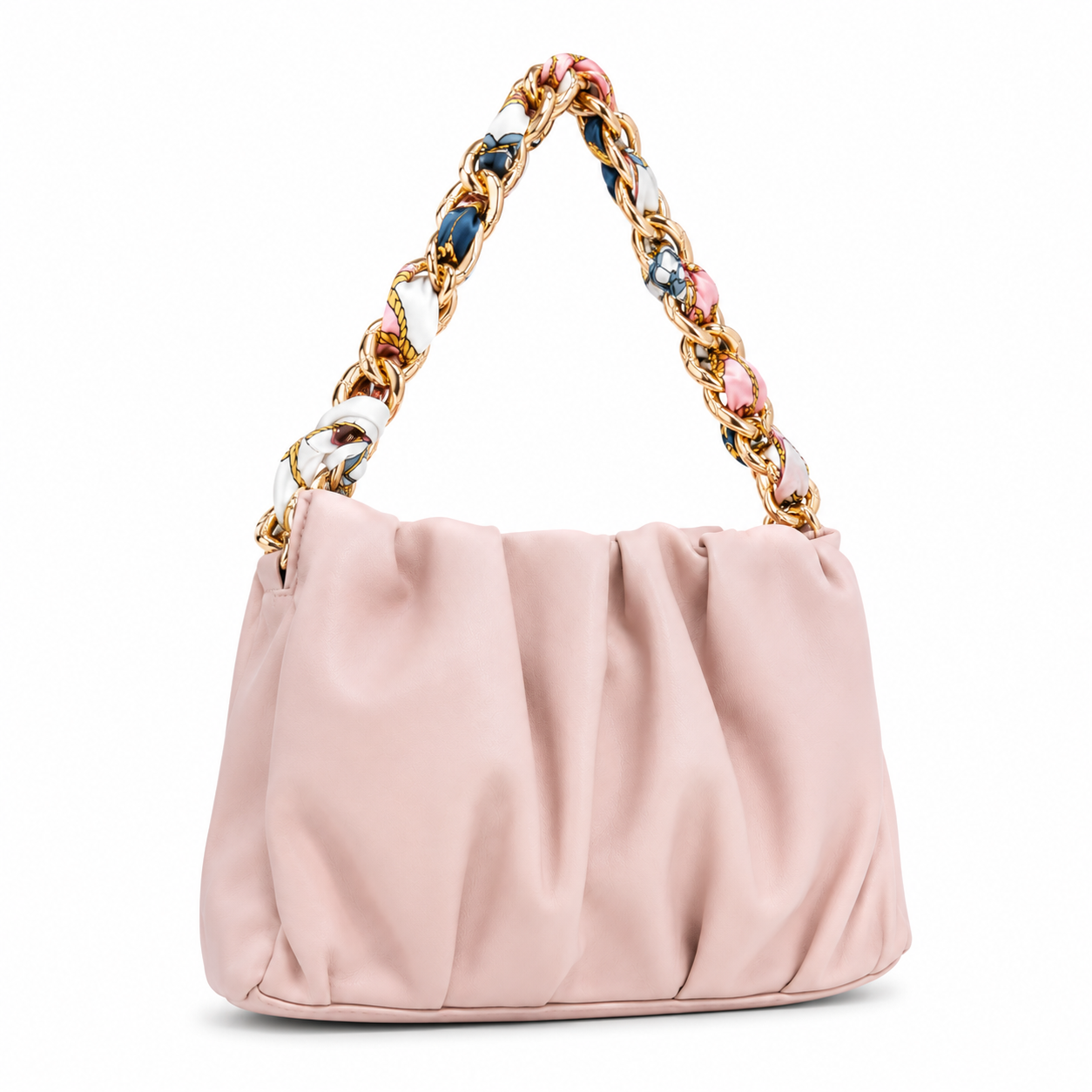 Sac Baguette Chaîne Dorée – Cuir Vegan Rose Poudré