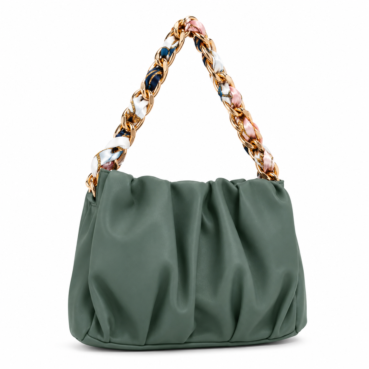 Sac Baguette Chaîne Dorée – Cuir Vegan Rose Poudré