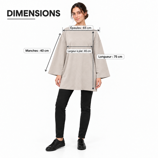 T-shirt Oversize Femme Manches Larges en Coton – Taille Unique