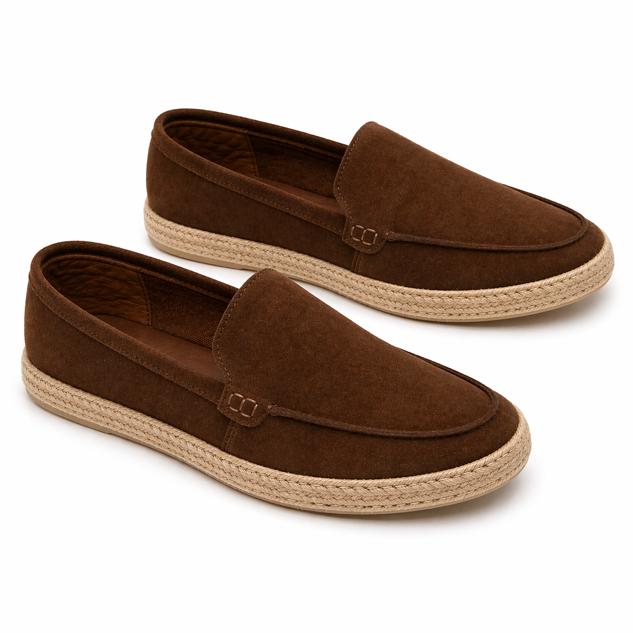 Mocassins Homme Suédine Style Espadrille – Confort Léger Semelle Tressée Été