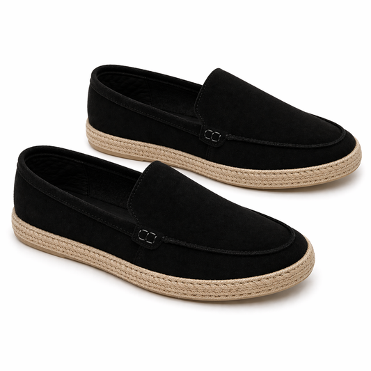 Men's Suede Espadrille Style Loafers – Lightweight Comfort Braided Sole Summer