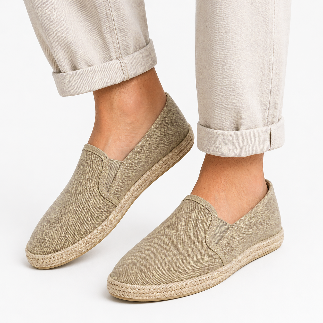 Espadrilles slip-on en toile semelle corde confortable été
