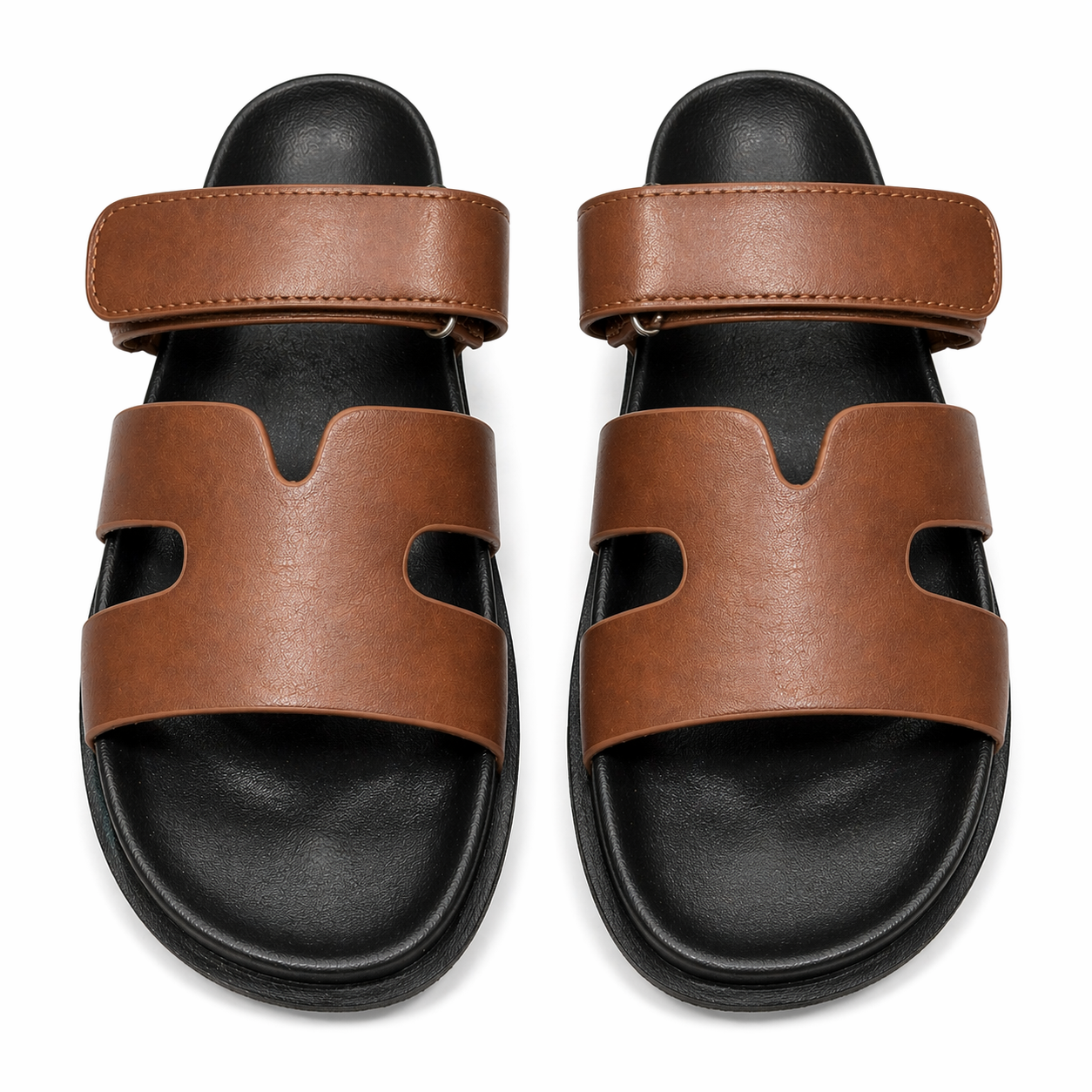 Sandales homme double bride – Semelle confort – Noir & Marron