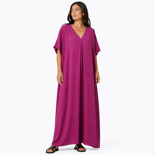 Women's oversized flowy V-neck maxi dress, chic and comfortable for summer