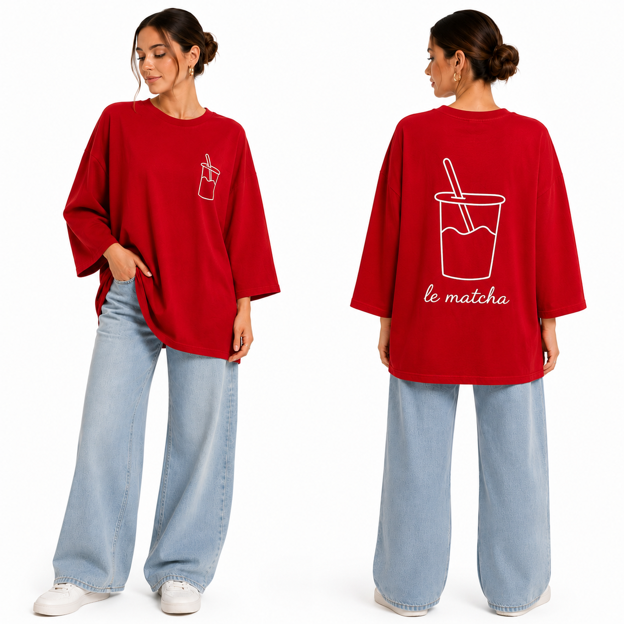 T-shirt oversize "Le Matcha" brodé – Confort & style au quotidien ✨