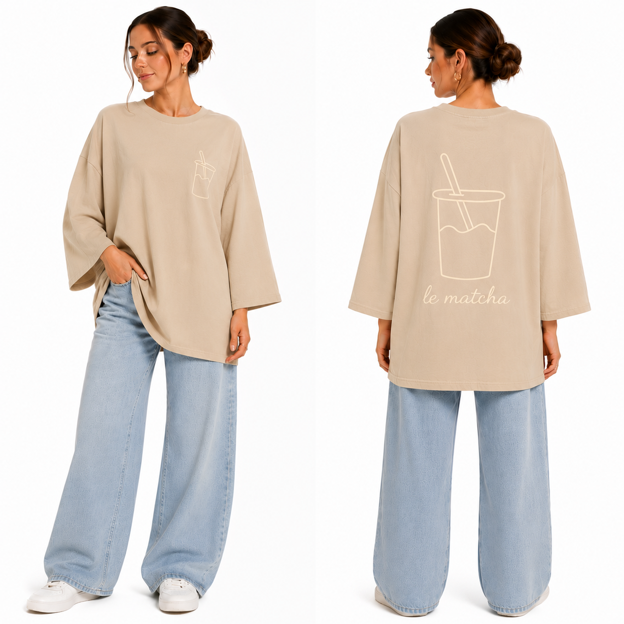 T-shirt oversize "Le Matcha" brodé – Confort & style au quotidien ✨