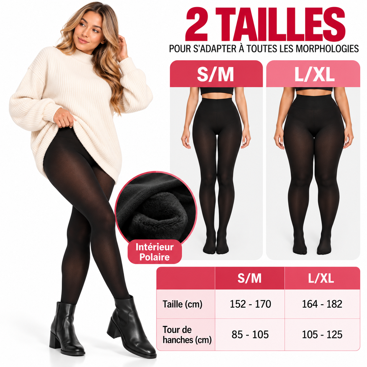 Collant chaud Polaire - Ultra Opaque – Chaud, Doux & Confortable