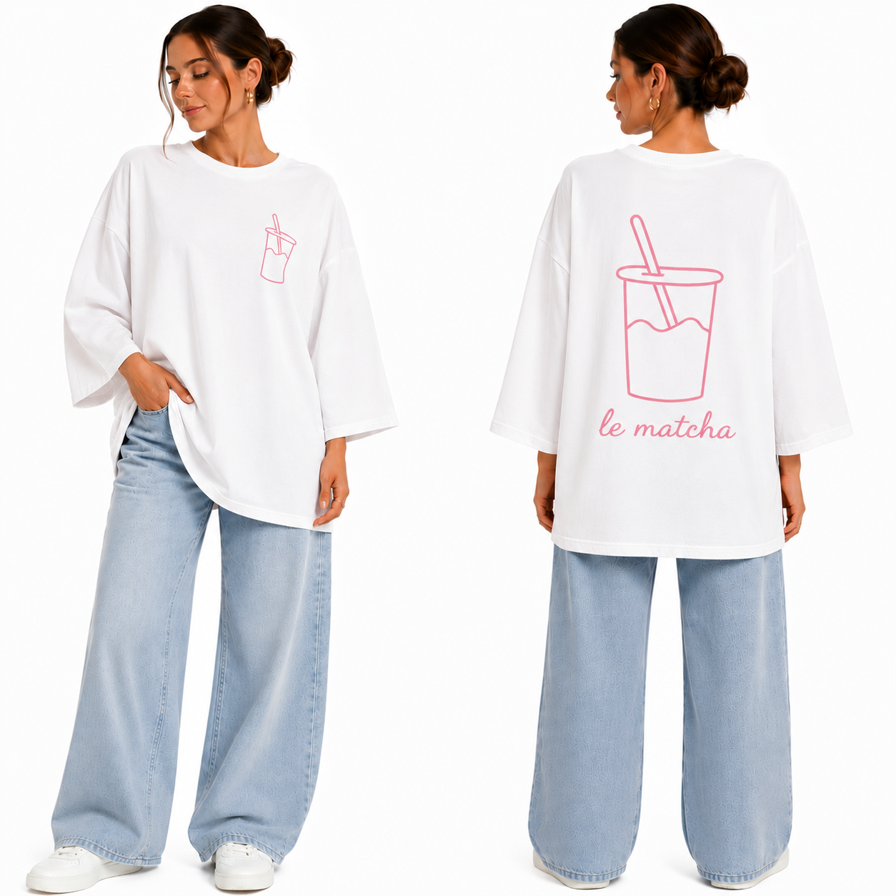 T-shirt oversize "Le Matcha" brodé – Confort & style au quotidien ✨