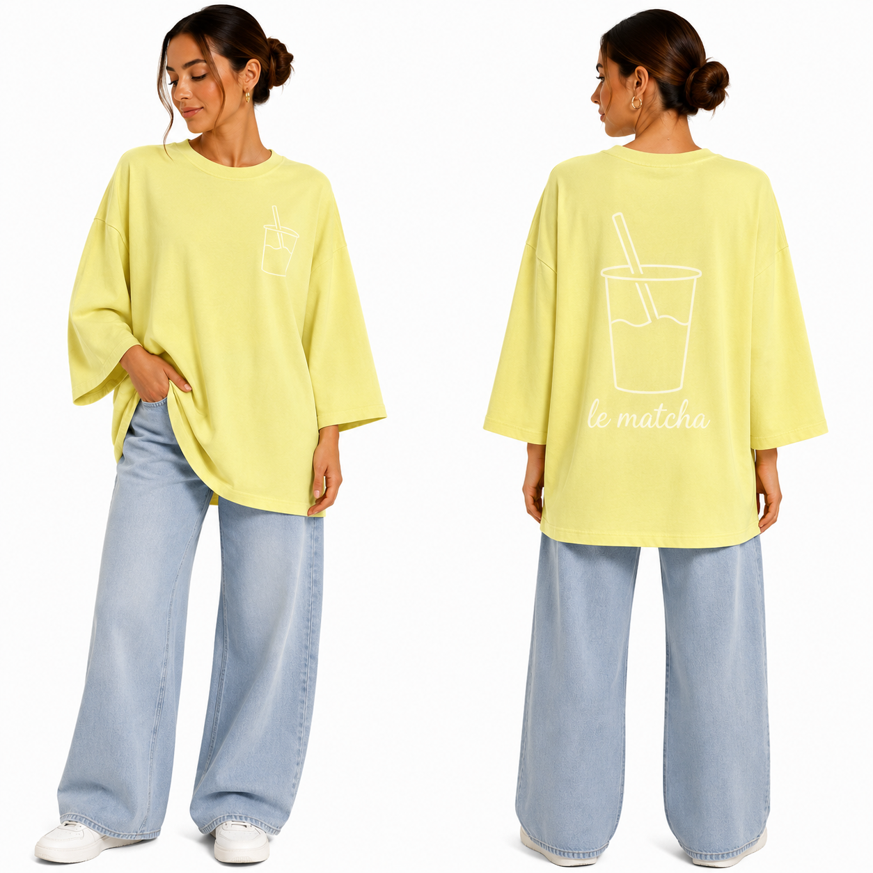 T-shirt oversize "Le Matcha" brodé – Confort & style au quotidien ✨